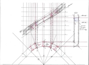 Main courante débillardée d'équerre à la normale