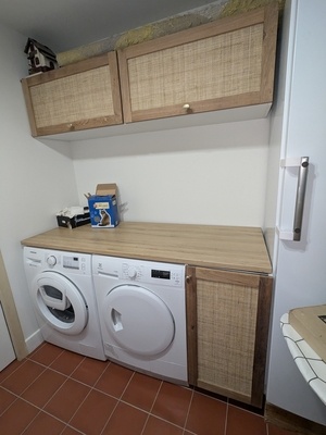 Portes de placard chêne et cannage