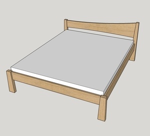 Lit double 160 x 200 en chêne brossé brut