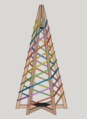 Grand sapin coloré en bois