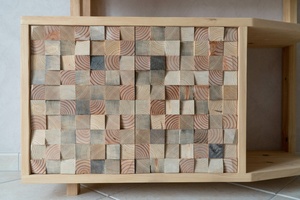 Bibliothèque en pin - bois de bout