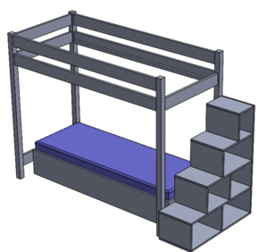 Lit en hauteur - assemblage tourillons