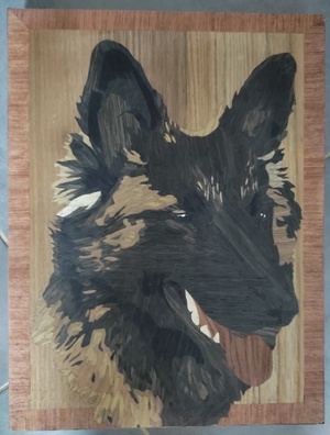 Marqueterie - Temps de chiens (2) - 41cm x 29cm