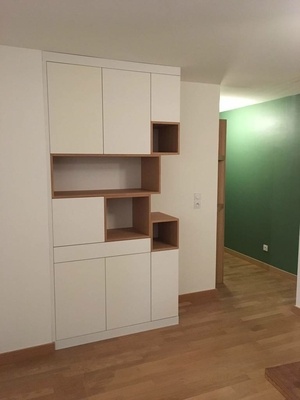 Placard déstructuré blanc et bois