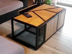 TABLE BASSE EN METAL ET BOIS