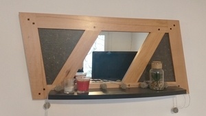 Cadre miroir Montant biais avec tablette et panneaux stratifié