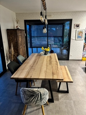 Table et banc (frêne massif)