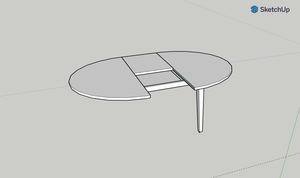 Table elliptique à rallonge papillon