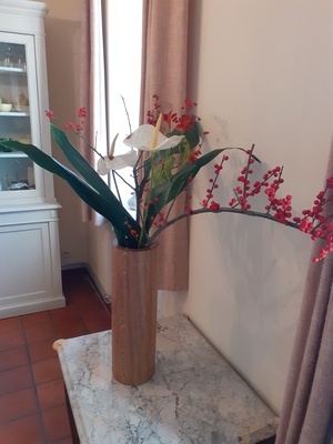 Habillage de vase en chêne