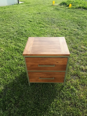 Table de chevet bois metal