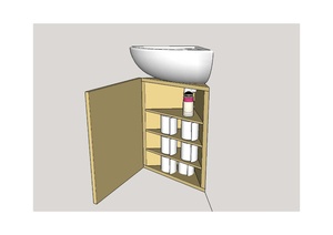 Meuble vasque WC angle