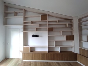 Bibliothèque, érable et chêne