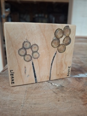 Petites fleurs dans un bout de bois