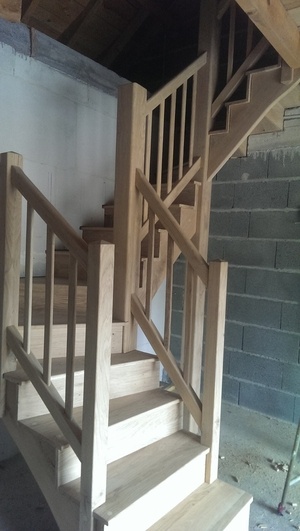 Escalier chene deux quart tournant