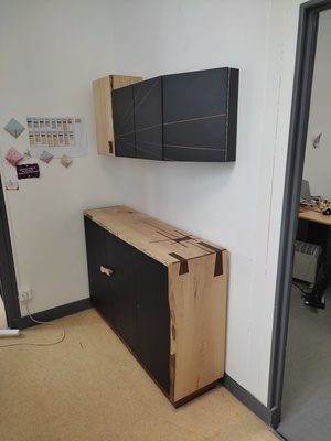 Meuble frêne fibra noir et cumaru