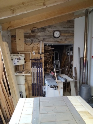Cloison et porte coulissante d'atelier