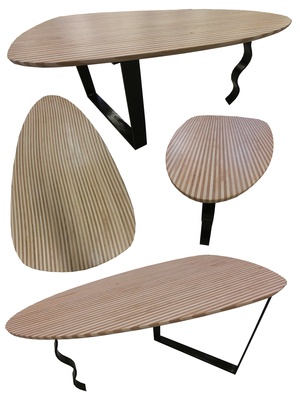 Table basse lamellé-collé + Piètement métal