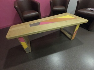 Table basse chêne + habillage Trespa