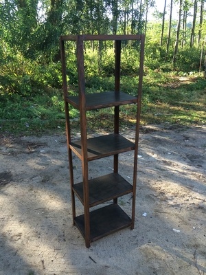 Étagère acier rouillé, tablette en hêtre vieilli...