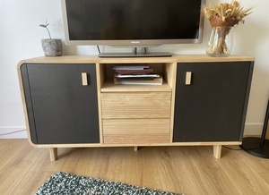Meuble TV frêne et valchromat
