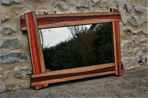 Miroir padouk-morta de chêne.