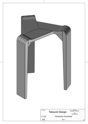 Tabouret design queues droites