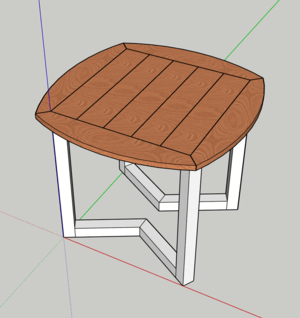 Table d'appoint bouleau, chêne et joints pont de bateau par Ponpon