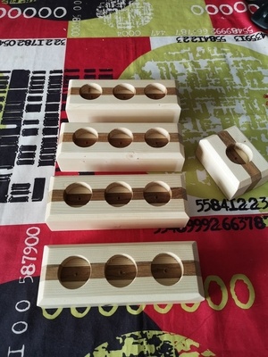 Bougeoirs en pin et teck