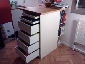 Meuble à tiroirs sur comptoir