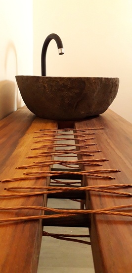 Plan vasque couture cuivre