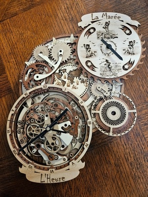 Horloge bois heure et marées