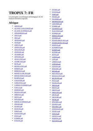 Diverses listes de fiches d'essences de bois disponibles en ligne (liens)