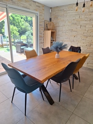 Table frêne et metal