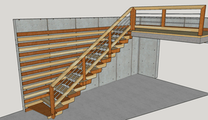 Escalier droit contemporain , sans épure ni tracé
