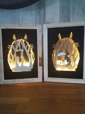Totoro sous 2 tableaux lumineux