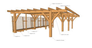 Carport préau bûcher 90 m2 avec aisseliers courbes