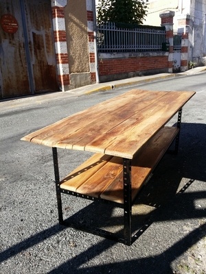 Table basse : Bois et métal