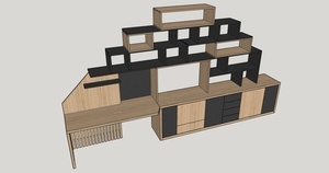 Bibliothèque/Bureau en Baubuche et Valchromat