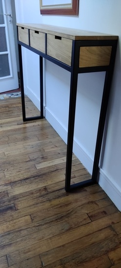 Console chêne et acier