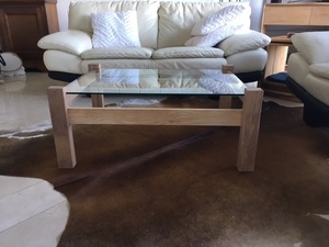 Table de salon chêne et verre