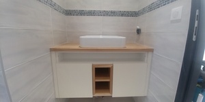 Meuble vasque chêne et mélamine