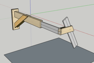 Potence avec bras réglable et cape d'aspiration pour scie à format