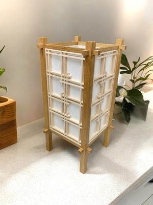 Lampe japonaise style shoji, structure chêne