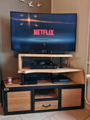 Meuble TV en métal et bois