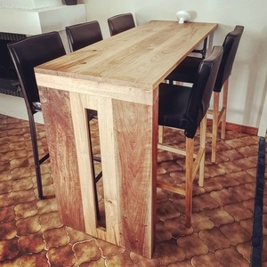 Table Bar style indus en Chêne et Noyer