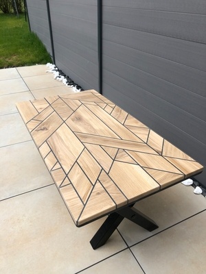 Table basse joints type pont de bateau