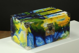 Malle - Coffret   bois  et  epoxy