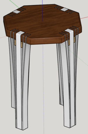 Tabouret en frêne et bois rouge