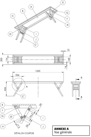 Banc zig-zag pliable