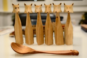 Cuillère en cerisier - double tête de trol